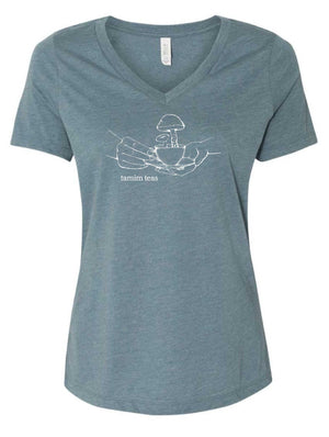 Tamim Teas V-Neck Shirts in Heather Blue